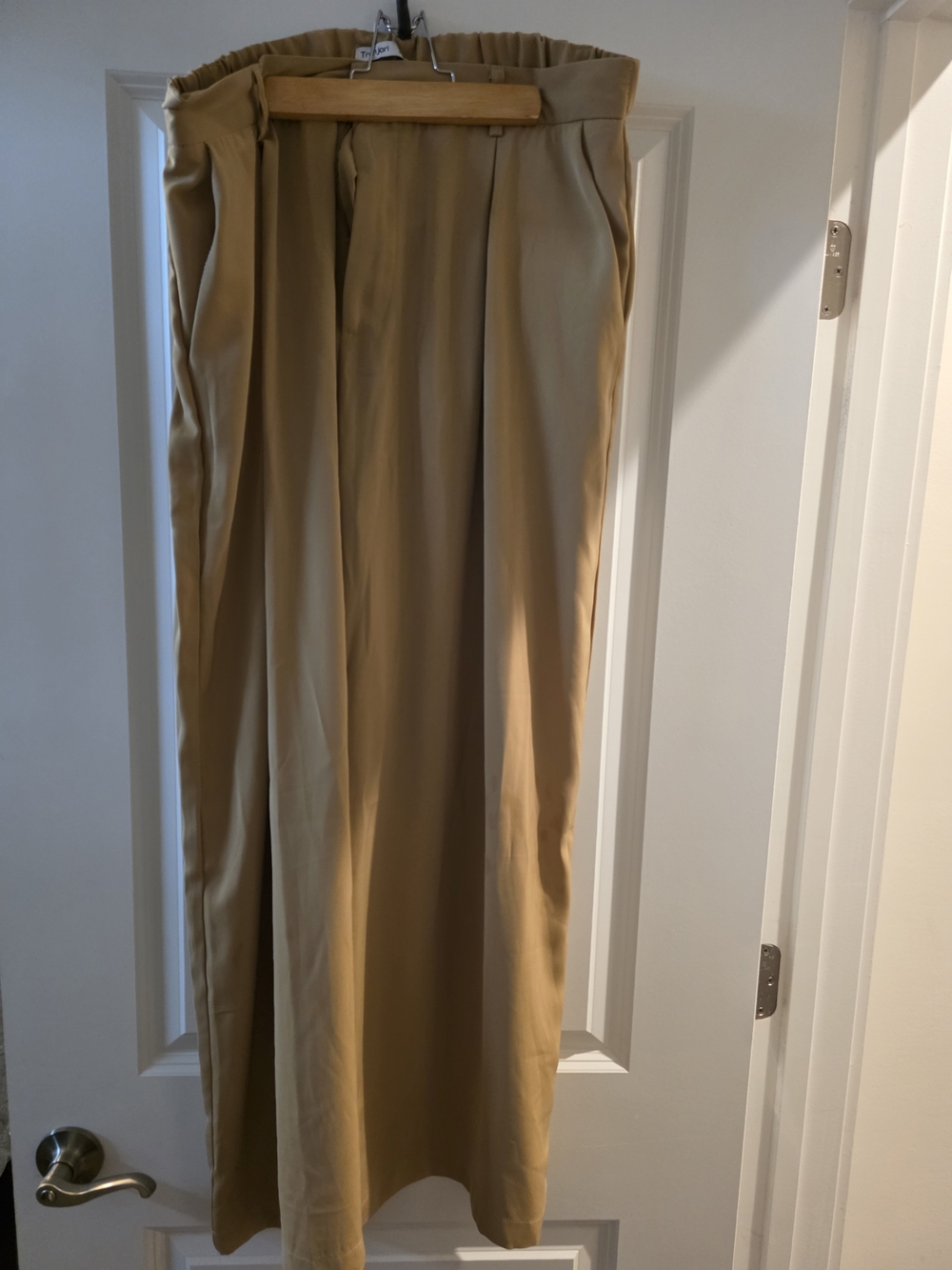 Women's Wide Leg Paperbag Waist Pants - Tan